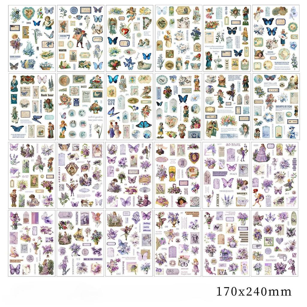 24pcs Vintage Stickers Book Adhesive Diy Hand Account Diary Album Scrapbooking Junk Journal Supplies