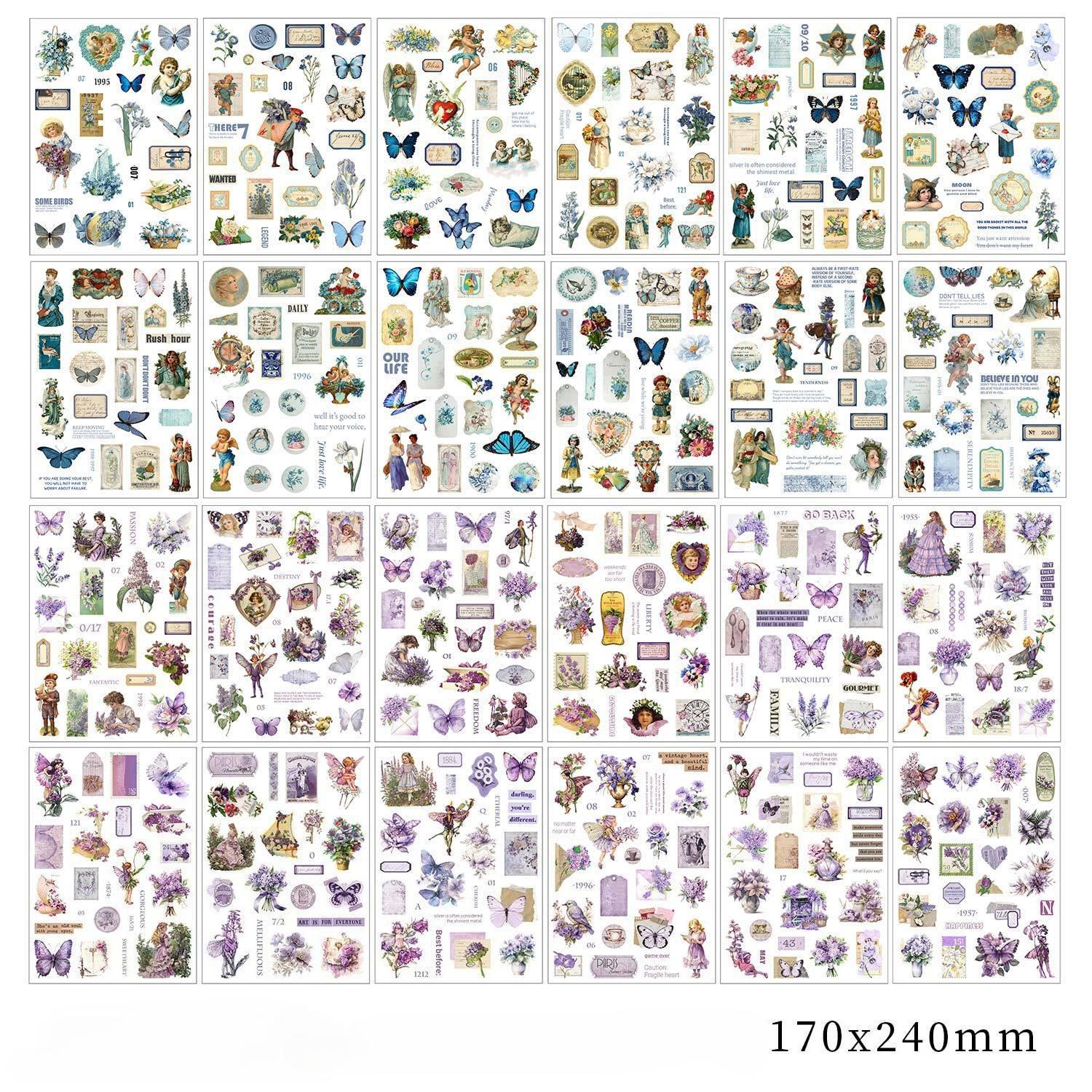 

24pcs Vintage Stickers Book Adhesive Diy Hand Account Diary Album Scrapbooking Junk Journal Supplies