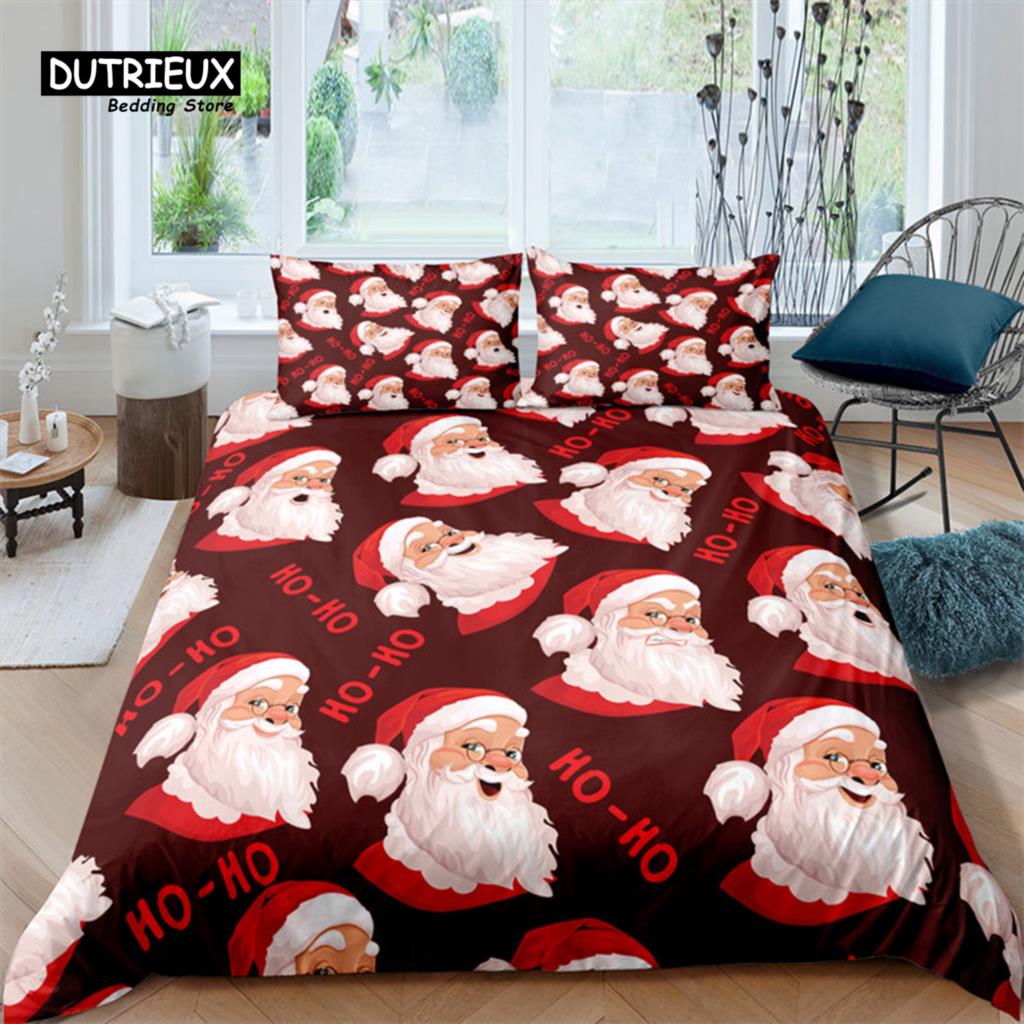 Cartoon Santa Claus Bedding Set King Queen Size Microfiber Christmas Dogs 3D Print Duvet Cover For Kids Pillowcases Home Textile