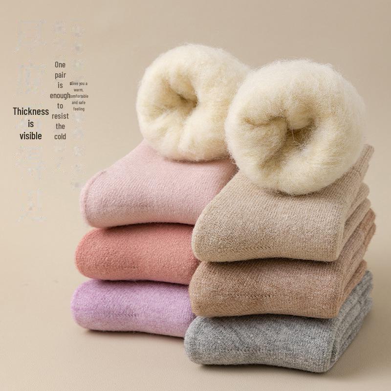 "Women's Warm Fleece Mid-Tube Socks - Cozy Terry Floor & Sleeping Socks"