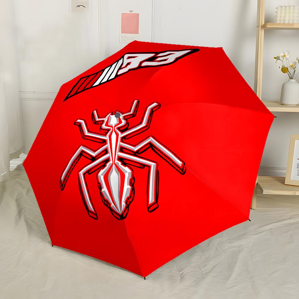 Racing Spirit: Marquez's Emblem Portable Automatic Umbrella Compact 8-Rib Lightweight Sturdy Construction for Outdoor Daily Use Outdoor Accessory
