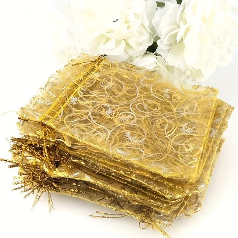 100pcs Organza Drawstring Bags- Wedding,Birthday Party Gifts and Decorative Ribbon Gift Wrapping Chiffon Small Bags,Fabric Bags