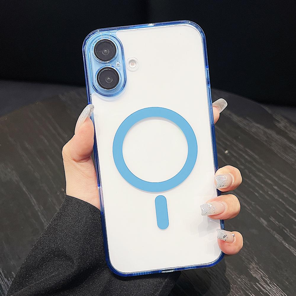 Transparent Strong Magnetic Magsafe Case For iPhone 17 Air 16 15 14 13 12 11 Pro Max Plus Candy Color Hybrid Hard Soft Tpu Shell