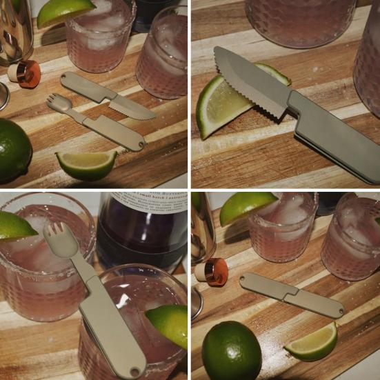 2 in 1 Camping Eating Utensils Set Detachable Kitchen Cutlery Rust-Proof Pocket