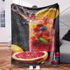 A Glass Filled with Fruit Water and Ice.-Themed Blanket - Comfortable Flannel Fabric Hypoallergenic Suitable for All Seasons - Ide