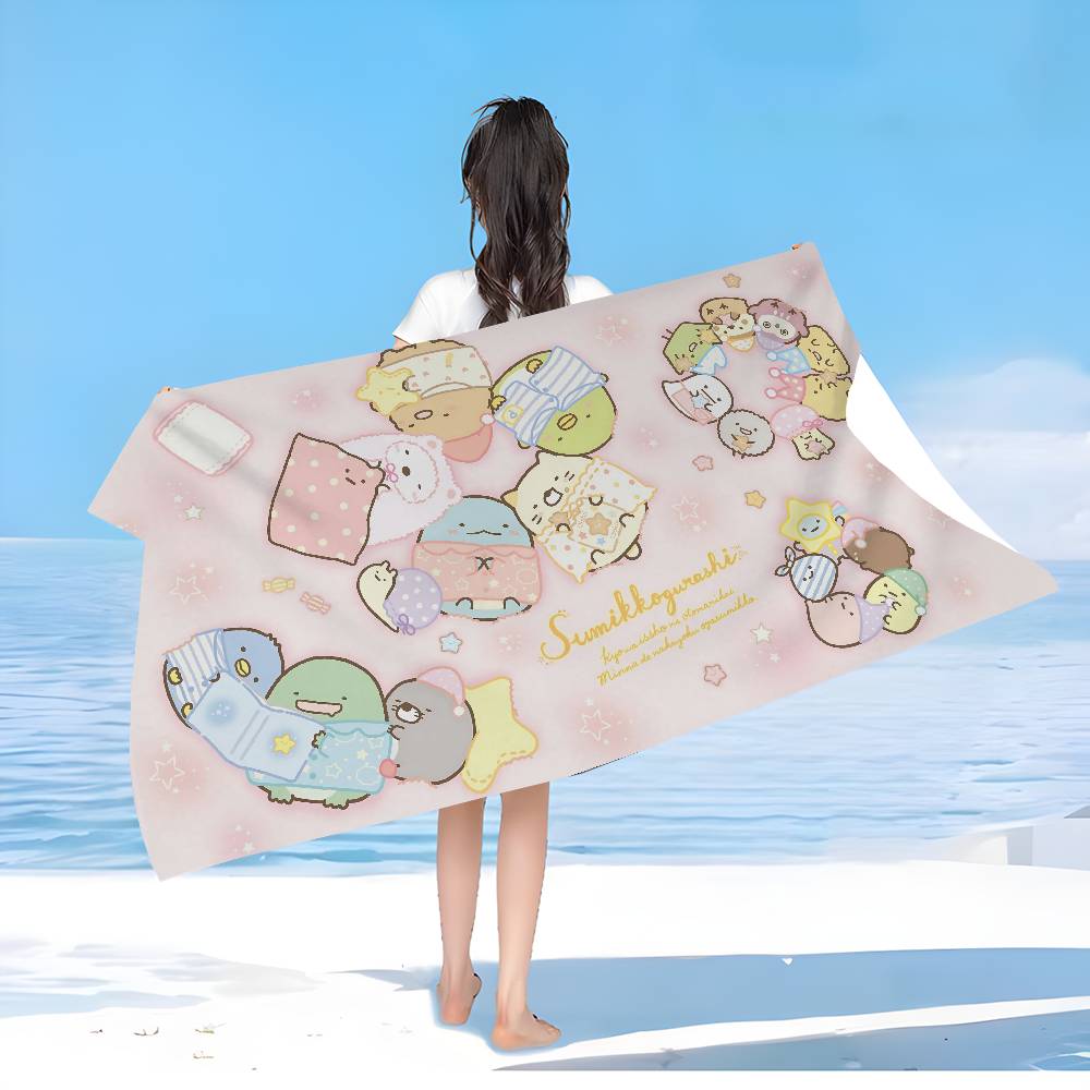 Classic Cartoon S-Sumikkogurashi Bath Towel Microfiber Soft Water Absorbing Breathable For Girl Kids Decorative Cartoon Towel