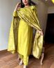 Indian Bollywood Party Wear Kurta Pant Dupatta Set Women Designer Top Tunic Kurti