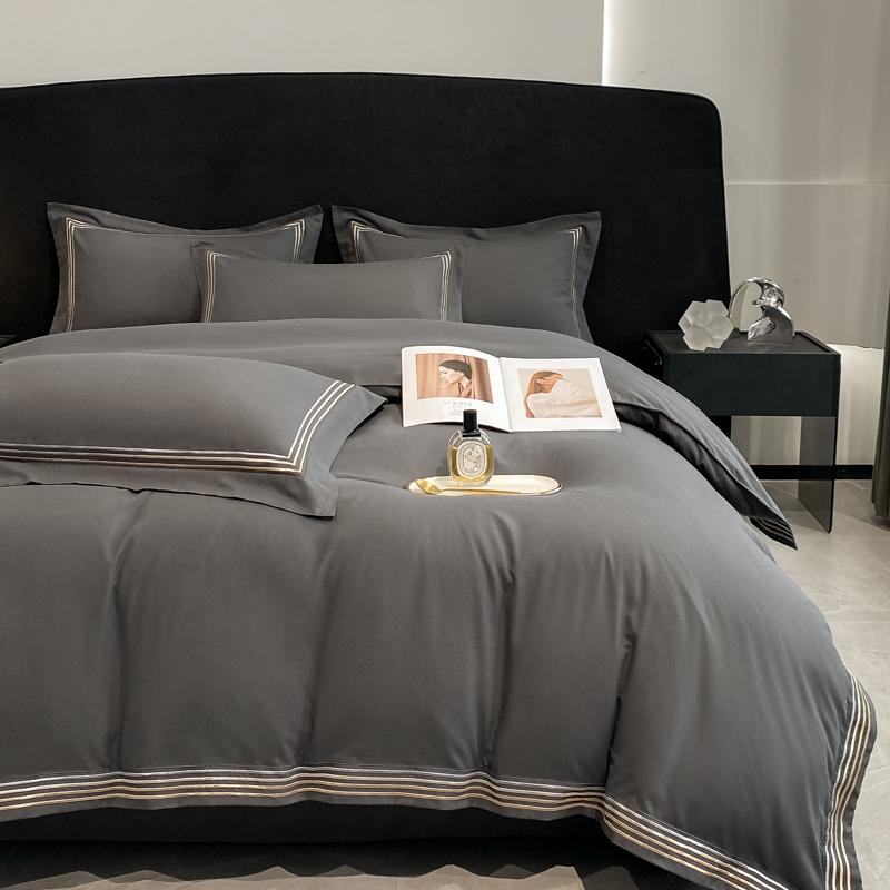 4pcs King/Queen Size Bedding Set Soft Washed Cotton Duvet Cover Skin Friendly Breathable Home Textile Luxury Bed with Pillowcase