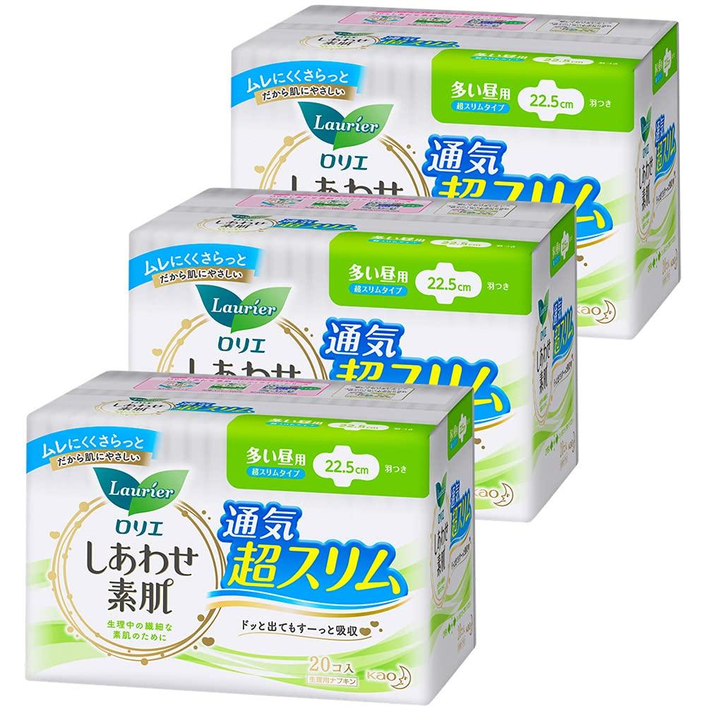 

Laurier Happy Bare Super Heavy Daytime с 20 предметами x 3 набора [Оптовая закупка] Skin, Slim, Use, крылья 22,5 см, (60 штук)