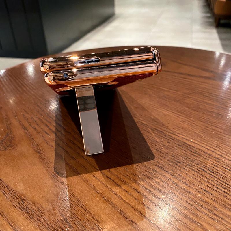 Étui à charnière en cuir pailleté pour Vivo X Fold2 & OPPO Find N2 avec protecteur d'écran