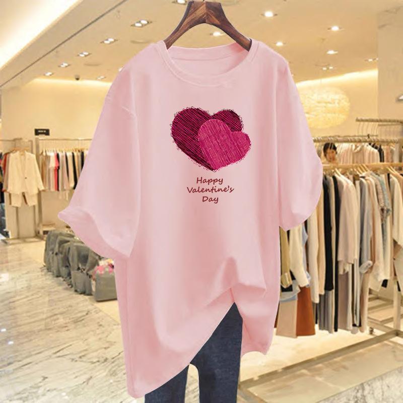 Pure cotton new t-shirt women's summer love pattern printing loose casual design bottoming shirt short sleeve isn't top