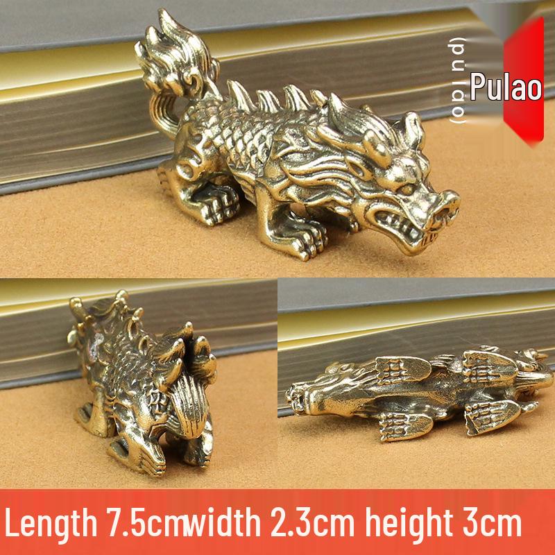 Brass Dragon Nine Sons Keychain and Yazi Taotie Car Ornament Gift