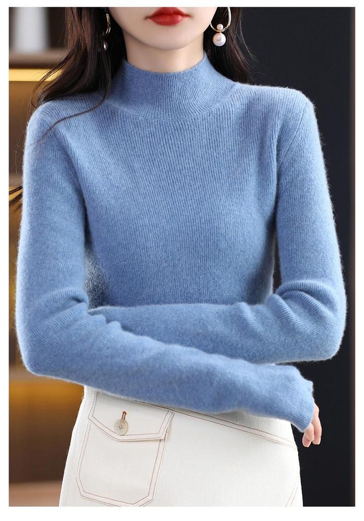 Siping Stitch Women's Half-High Collar Sweater: Autumn/Winter Slimming Knitwear