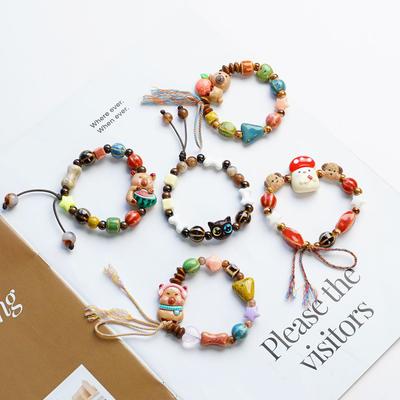 Cute Ceramic Bracelet High Value Puppy Good Friend New Couple Girlfriend Woven Hand Rope Does Not Fade