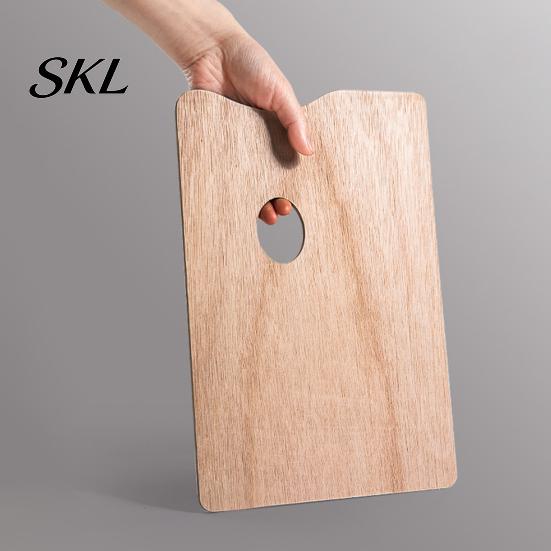 Oil Painting Palette Wooden Paint Palette, Square Oval Shaped Artist Tray with Natural Wood Art Thumb Hole for Acrylic Watercolor Paint, DIY