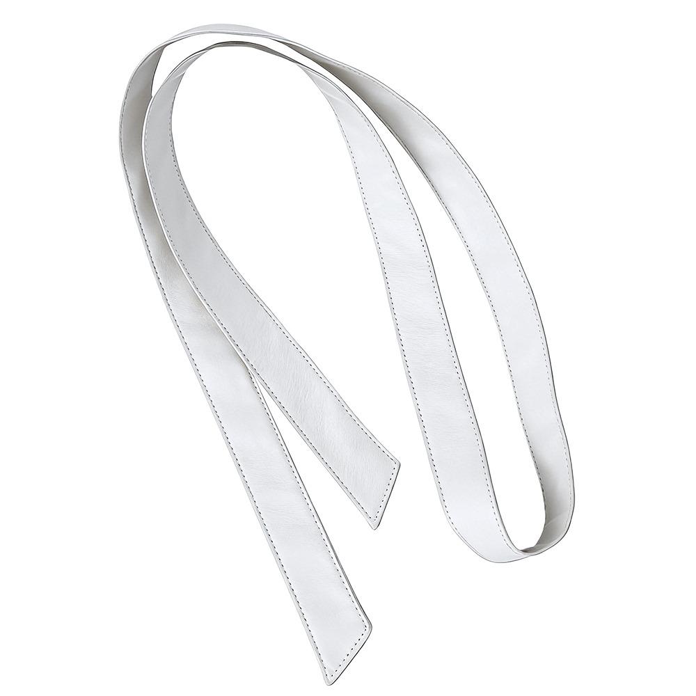 

British Style 5*250cm PU Leather Belts No Buckle Solid Color Dress Tie Belts Narrow Style Skinny Necktie Waistband with Skirt белый