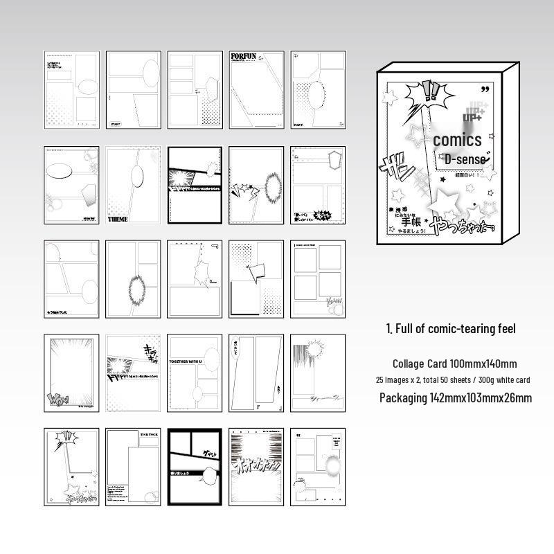 Twilight Boxed Collage Cards: 50 Sheets in Black & White Border Series – Choose 1 of 2 DIY Types