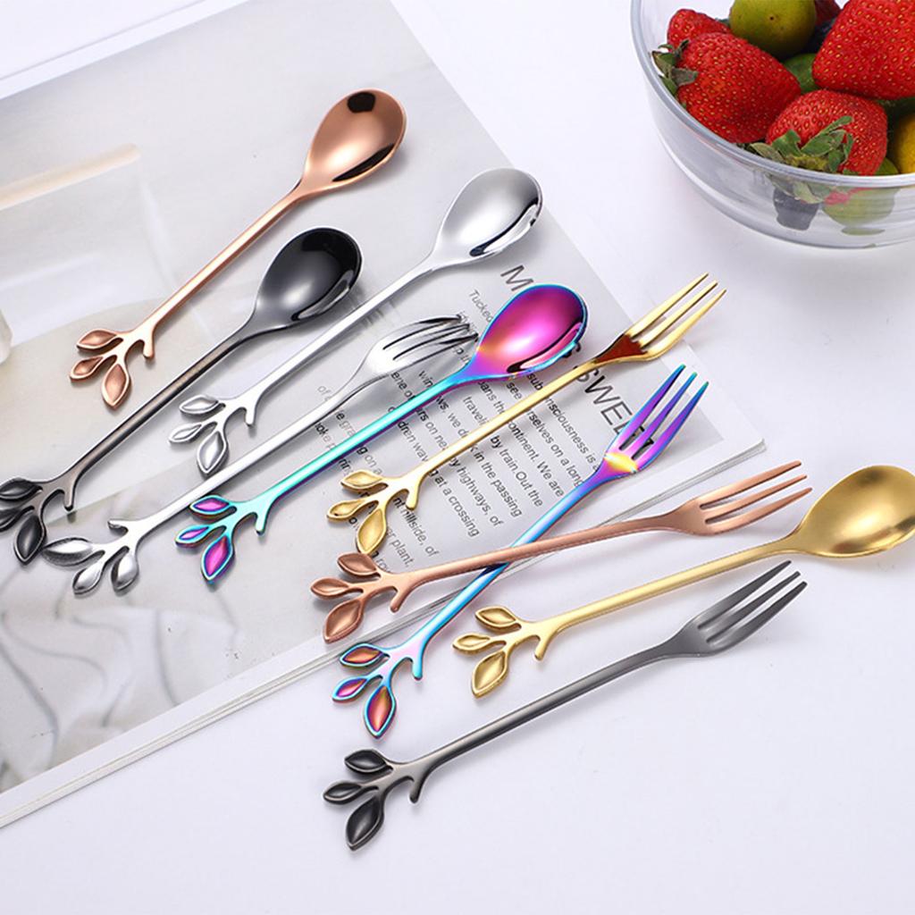 2Pcs Forks and Spoons Set 4.7Inch Stainless Steel Flatware Cutlery Set for Home Kitchen and Restaurant Mirror Polished