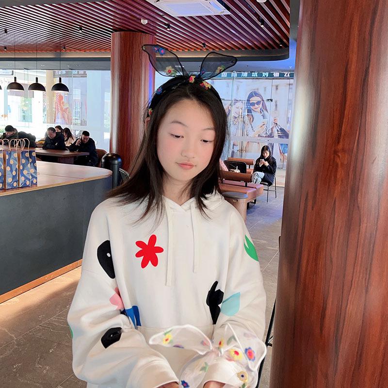 Bandă de păr de vară cu fundă și plasă, brodată cu margarete pentru fete