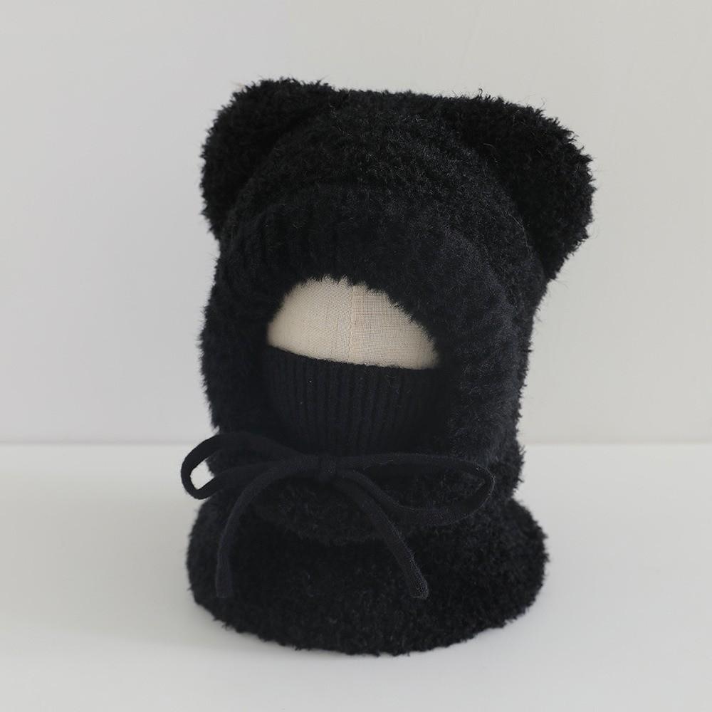 

Windproof Beanies Caps Winter Warm Children s Balaclava Hat Cute Knitted Pullover Hat чёрный