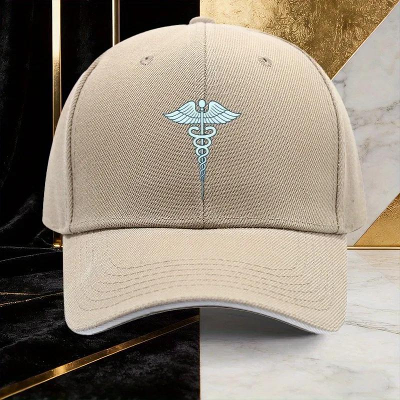 Medical Caduceus Symbol Baseball Cap Polyester Adjustable Sun Hat Unisex Casual Travel Cap