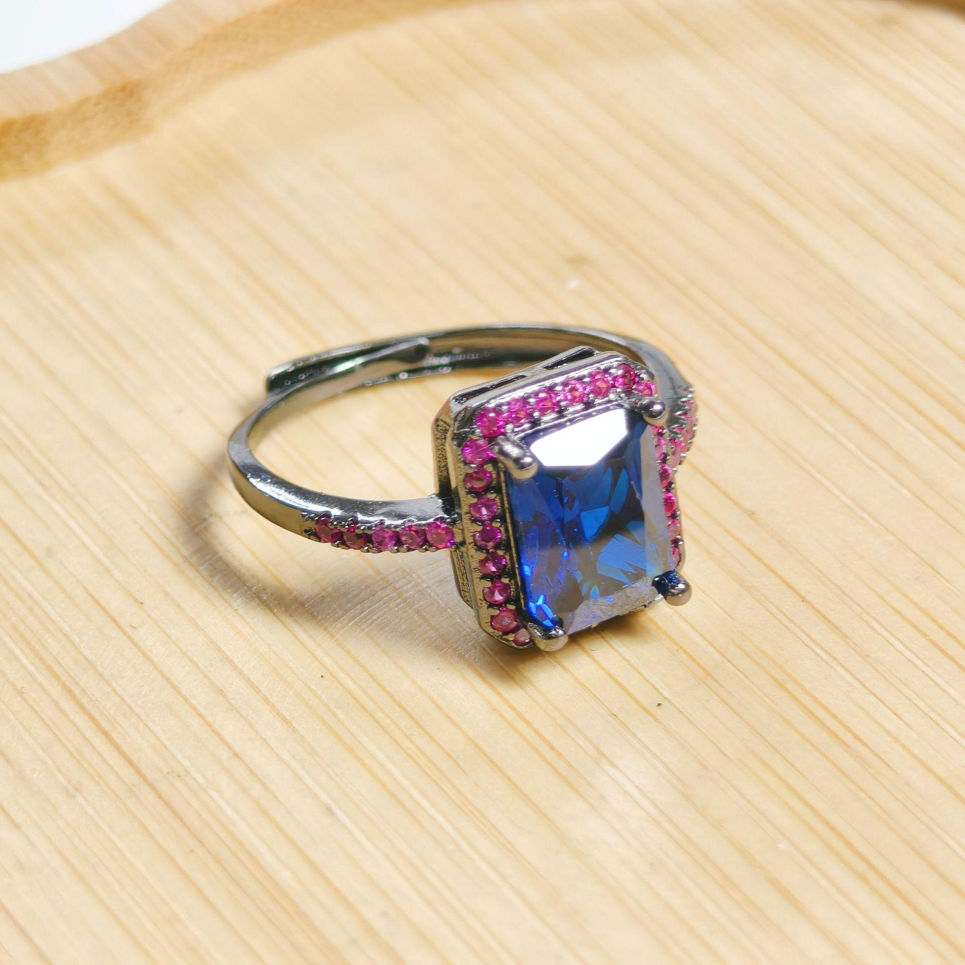 Gessen Jewelry: New Paved Zirconia Rectangle Couple Set - Luxury Stud Earrings, Ring, Pendant Trio