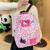 Lovely Cartoon Kt Leopard Print Backpack Cute Pink Large Capacity Student School Bag Y2K Korean Casual Oxford Backpack