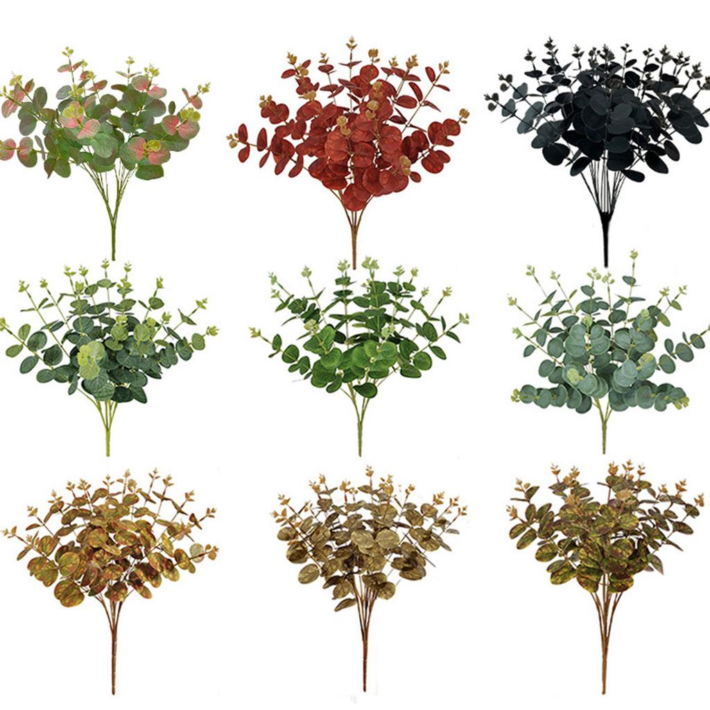 Artificial Eucalyptuses Leaves Green Fake Plant Branch for Christmas Wedding Party Home Garden Decor DIY Wreath Flowers
