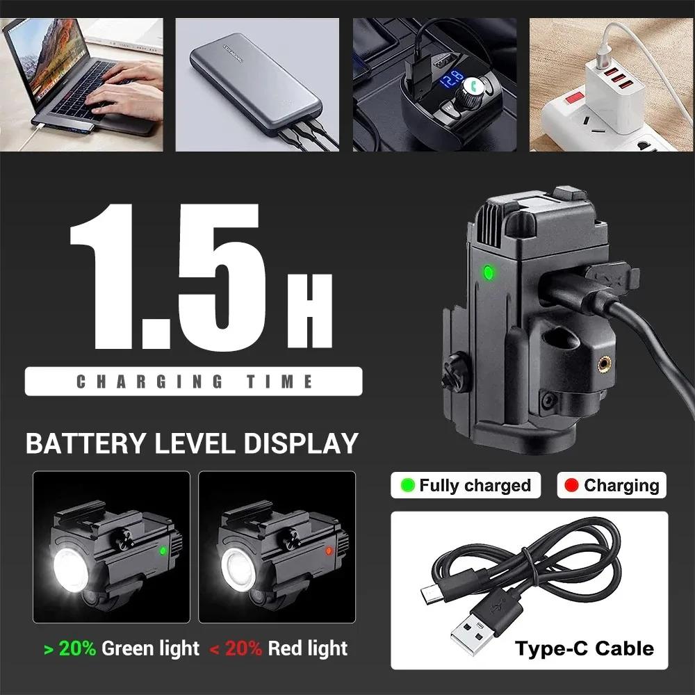 800 Lumeni Tactic LED Lanterna Combo Laser Roșu Reîncărcabilă Armă Pistol Lumină Vizor pentru Vânătoare în Aer Liber Tir