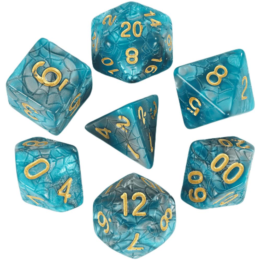 Mixing Color Dice DND 7pcs Polyhedral Dice Set with Engraving Spider Web Effect for DND RPG Magic Gathering Table Game D&D Dice