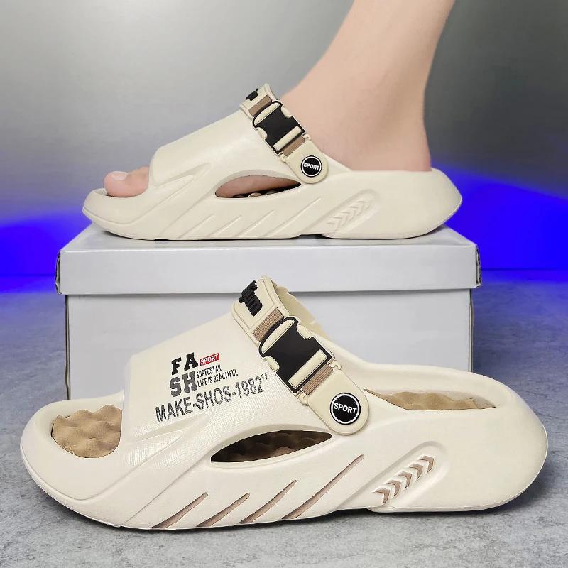 New Men's Slippers Indoor Outdoor Sandals Beach Massage Comfortable Soft Slides Casual Shoes Home Men's Sandals Big Size 46 47