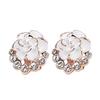 Kvinner Peon Camellia Flower Rhinestones Legering Ear Stud øredobber Party smykker