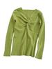 Stylish Women's V-Neck Long Sleeve Knit Top, Slim Fit T-Shirt for Autumn 2026