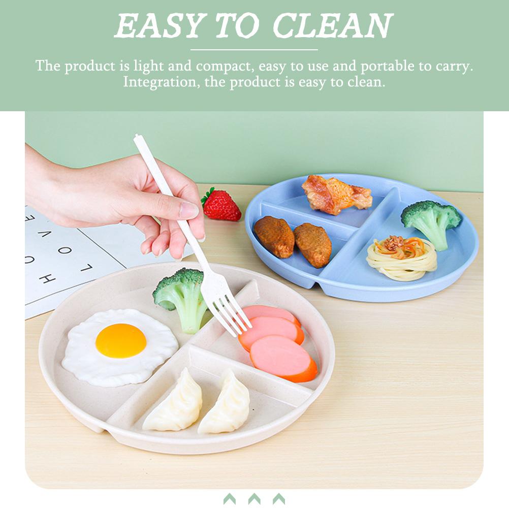 4 Pcs Fat Reduction Plate No Harm Loss Compartment Tray Ceramics Supplementary Food Diet Plates Divided