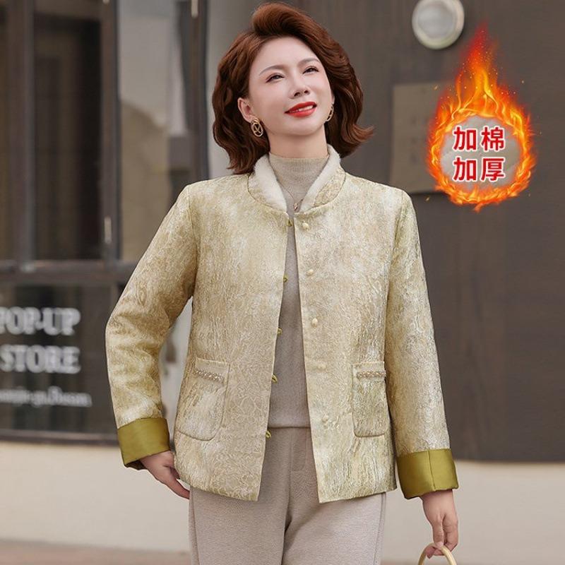 

Осенне-зимняя хлопковая одежда, зимняя новая теплая хлопковая одежда с хлопком для сохранения тепла и легкие пальто для женщин 5XL [Recommended 150-80 kg] шампанского