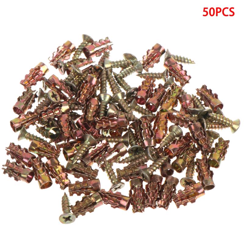 30/50/100Pcs Door Hinge Thread Repair Screws Metal Wall Anchors Self Tapping Screws Ribbed Anchors Set For House Decoration