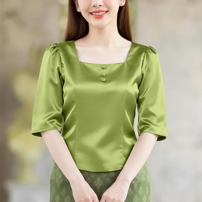 ZANZEA Women Casual Square Collar Summer Half Sleeve Blouse