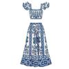 1SET women's sunscreen swimsuit gauze skirt printed swimsuit women's bikini