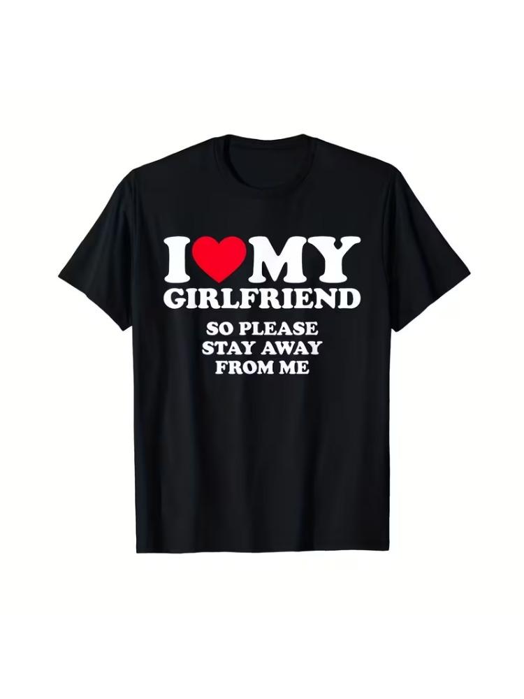 Ich liebe meine Freundin Neutrales Grafik-T-Shirt Paarbeziehung Passender Stil Lässig Locker Reise Tägliche Mode Streetwear