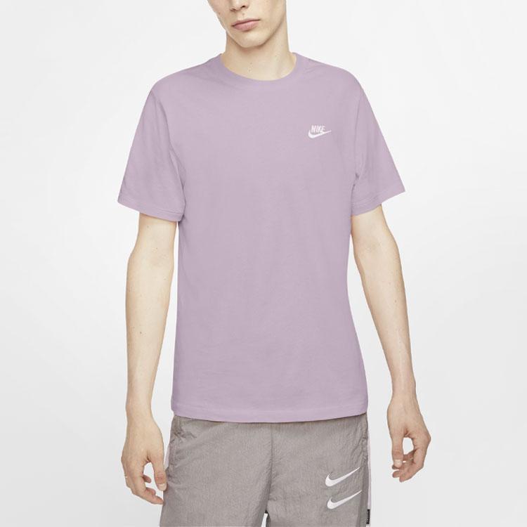 Nike Sportswear Club Embroidered Swoosh Crew Neck T-Shirt Men Tops Light-Purple AR4999-576