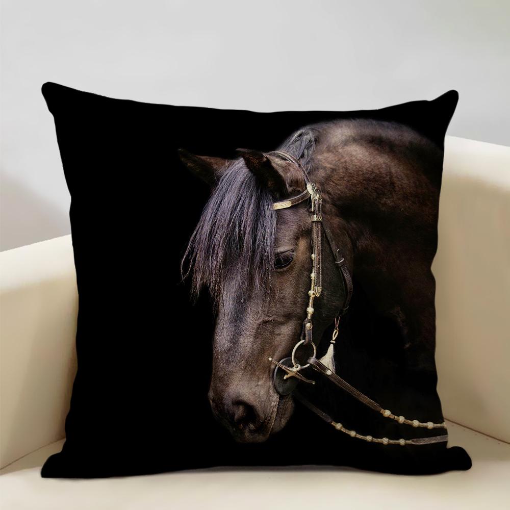 Funda de Cojín Animal Caballo Hermoso Patrón de Caballo Funda de Almohada para Sofá Decoración Artística para Sala de Estar en Casa Funda de Cojín 45x45cm Lino