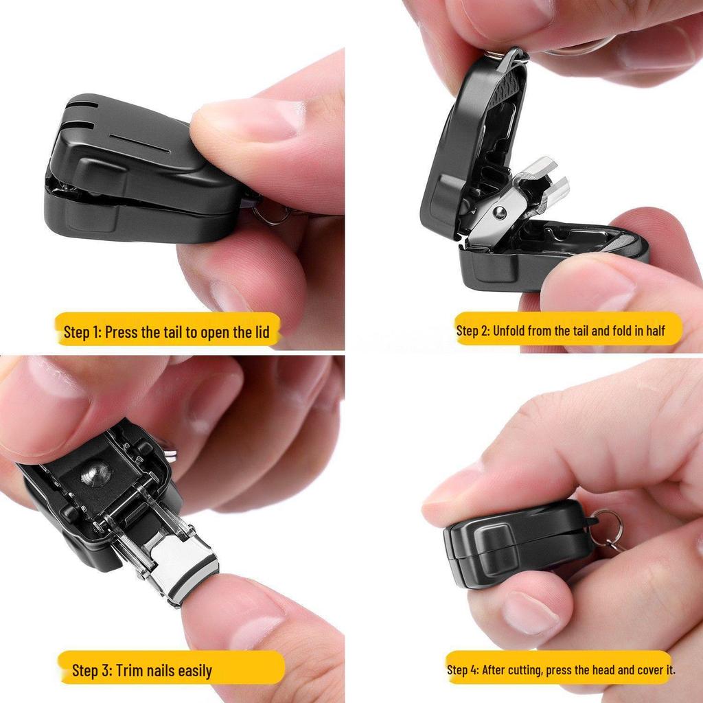 Mini Flip-Top Nail Clippers with Folding Scissors - Keychain Portable Pack