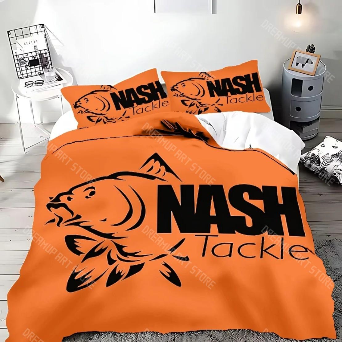 

3D-печатное постельное белье для рыбалки Nash Набор для взрослых Мальчика Девочки Логотип Nash Пододеяльник Наволочка Декор спальни Подарок Односпальный Двуспальный Большой EU Single 90x200cm