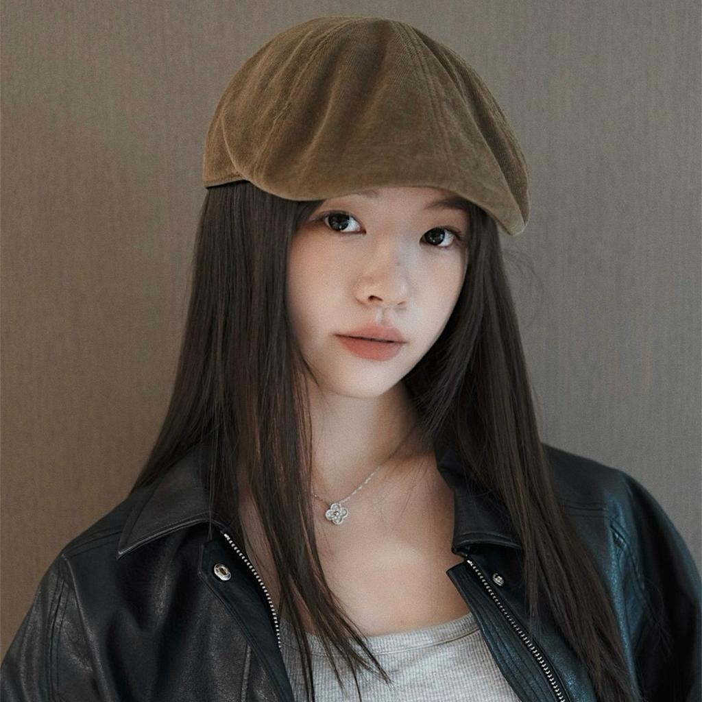 Koreanische Version Herbst Neue Baskenmütze Retro Kordhut Schirmmütze Damen Literarische Schiebermütze Malermütze Trendy