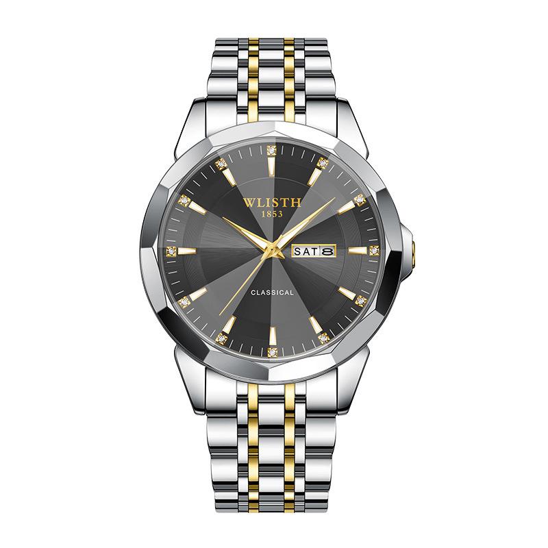 Trendy Waterproof Luminous Quartz Couple Watches for Men & Women – Solid Steel, Calendar Feature