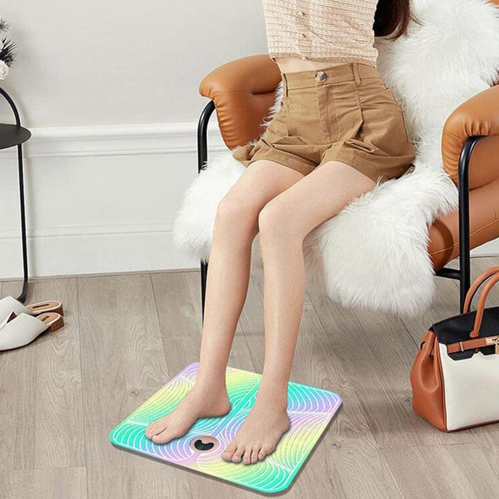 Electric Foot Massager Mat EMS Physiotherapy Pad, 6 Gears 9 Intensities Feet Wireless Muscle Massage for Leg Shaping Relax and Pain Relief