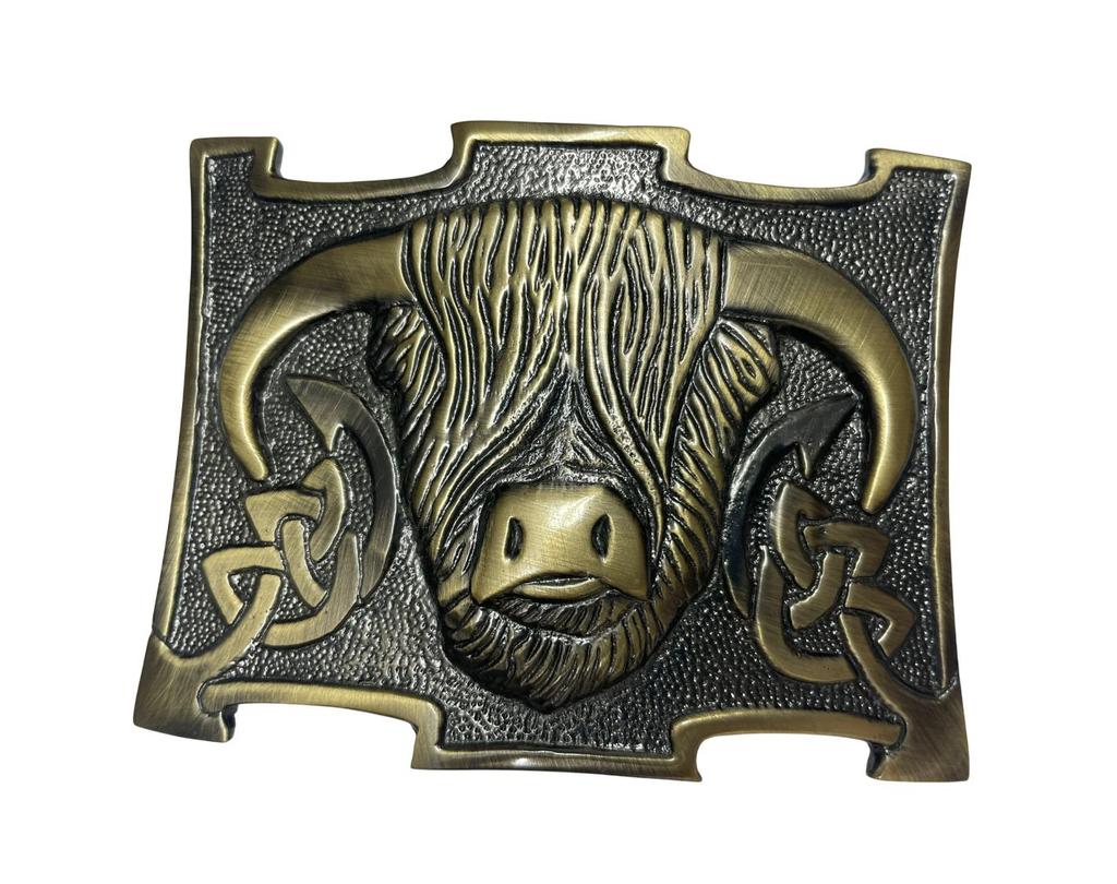 Scottish Kilt Belt Buckle Brass Mirror Shine Celtic Antique Design Sporran