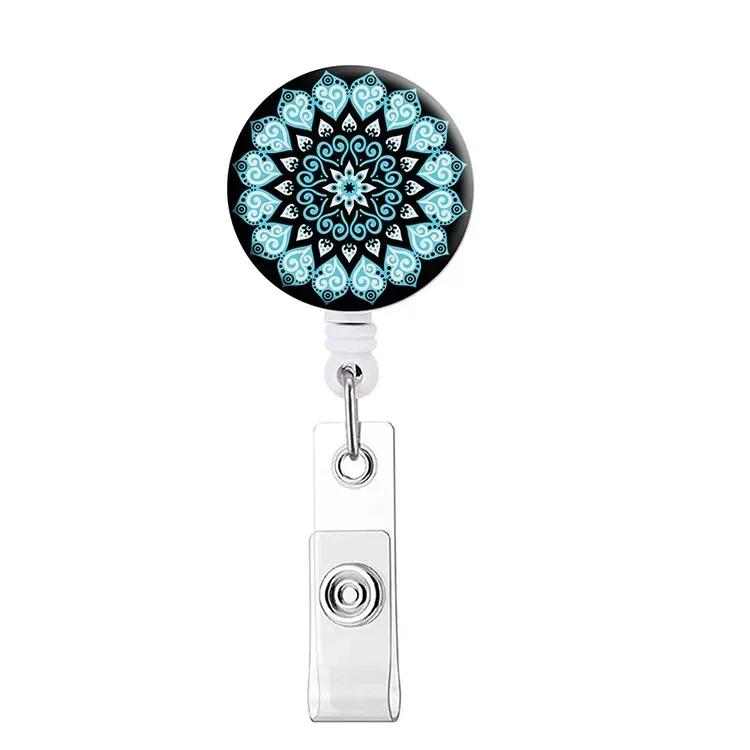 Retractable Badge Holder Reel Clip Marble Print Nurse Exhibition Card Holders Woman Doctor ID Card Chain Clips