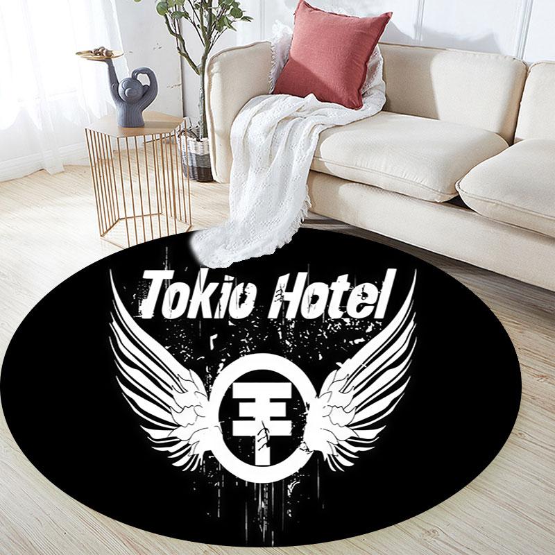 Tokio Hotel pattern round rug,Carpet Rug for Living Room Bedroom Playroom ,Non-slip Floor Mat,Holiday Gifts and Birthday Gifts.