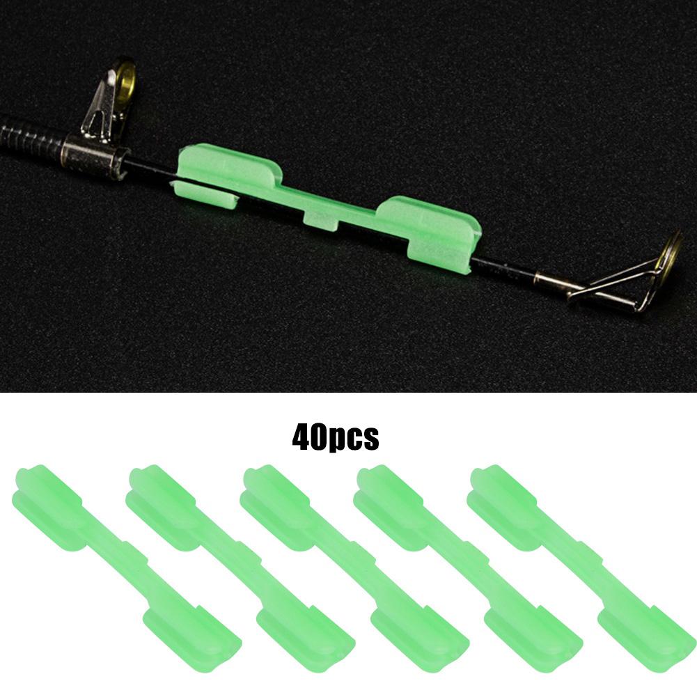 40 PCS Light Stick Clip on Holder Fit Rod Tip Night Fishing Fluorescent Glow Sticks (M)